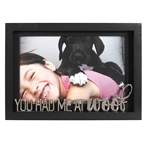Malden International Designs You Had Me at Woof 4x6 Dog Picture Frame, Black with Silver Metal Sentiment - style: Contemporary