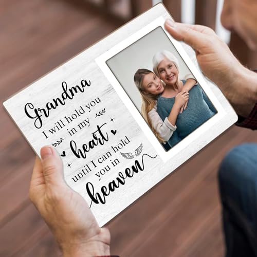 Memorial Photo Frame, Sympathy Gifts for Loss of Grandma, in My Heart, in Loving Memory Wooden Picture Frame, Bereavement Remembrance Funeral Passed AWay Condolence Gifts(Grandma, 4 x 6 Photo) - color: Grandma