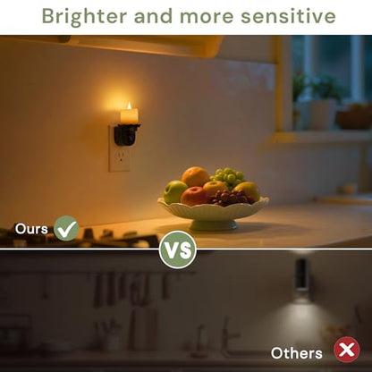 L LOHAS LED Flameless Candle Night Light, Flicker Night Lights Plug in - color: Charcoal-Amber