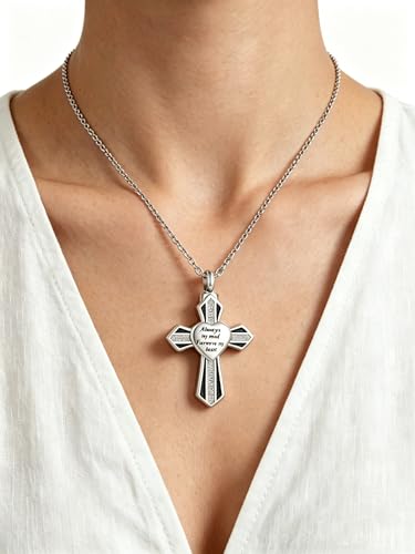Cremation Cross Urn Necklace for Ashes Tree of Life Dad/Mom/Grandma Stainless Steel Urn Pendant Ashes Holder Memorial Jewelry - style: Cross style 02