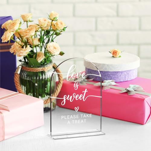 Acrylic Wedding Sign Love is Sweet Sign for Wedding Wedding Signs for Ceremony Modern Calligraphy Arch Acrylic Table Top Sign for Wedding Reception and Event Party Table - color: Love is Sweet