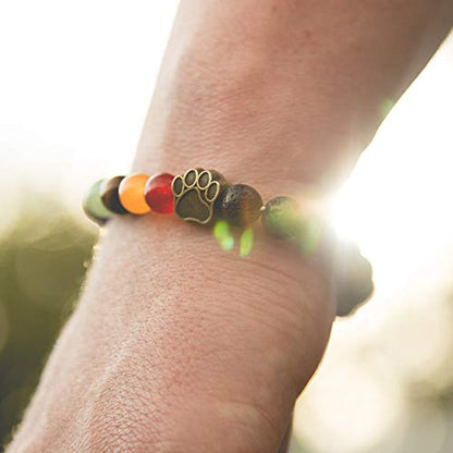 Pet Memorial Bracelet - Pet Loss Gifts in Loving Memory of Your Beloved Pup Dog Cat with Rainbow Bridge Poem Card Lava Bead Remembrance Bracelet (Black Lava Stone)