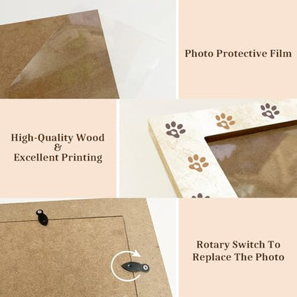 Pet Picture Frame Paw Print Frame Memorial Gifts for Cat Dog Mom Loss of Dog Cat Sympathy Desk Decor Photo Frame 4x6 Horizontal -small24 - style: Brown-Pet