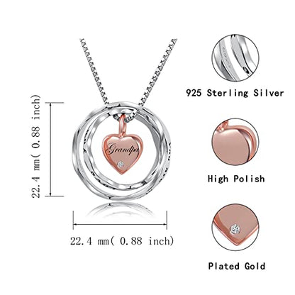 Sterling Silver Cremation Jewelry for Ashes Pendant Eternity Urn Necklace Keepsake Memorial Gifts You Are Always In My Heart I Love You Forever - color: Rose, style: Grandpa