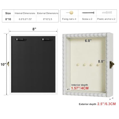 Love-KANKEI Deep Shadow Box Frame 8x10,Solid Wood Beaded Edge Frame,White - color: White, size: 8x10