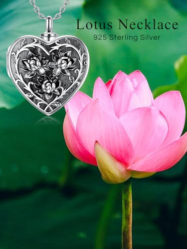 Dorunmo Personalized Locket Urn Necklace 925 Sterling Silver Pictures Photo Keep Someone Near to You Custom Lockets Jewelry Letters Engraving for Women - color: C-Lotus, style: Locket Only