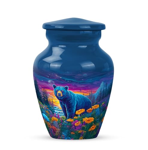 Polar Bear Keep Sake Urns for Human Ashes - Blue Small Cremation Urns for Human Ashes - Decorative Urn for Adult Female Mom - Flowers Funeral Urn for Adult Male - Ash Keepsake (Size 3 Inch) - color: Small Urn for Ashes for Women, size: 3 INCH