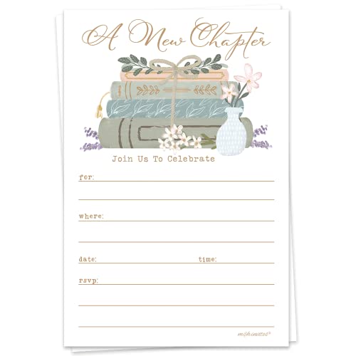 m&h invites Book Invitations With Envelopes (20 Count) - A New Chapter Storybook Invitations For Book Theme Baby Shower, Bridal Shower, Retirement