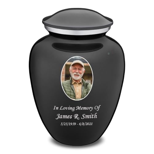 Geturns Embrace Adult Personalized Picture Cremation Urns for Human Ashes I Large Photo Charcoal Funeral Urn for Men and Women I 200 lbs - color: Carcoal Black