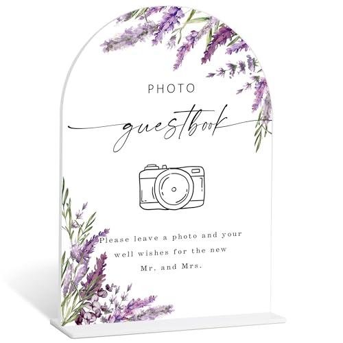 Photo Guest Book Sign, Lavender Wedding Centerpieces for Tables, Guest Book Alternatives, Bridal Shower Decorations, Acrylic Table Signs with Base for Wedding Reception and Bridal Party Decor, Y - color: Photo Guest Book Sign-25