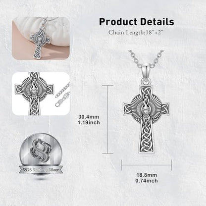 PROESS Cross Necklace for Women Men Sterling Silver Rose/Sunflower Cross Pendant Religious Jewelry Christmas Birthday Mothers' Day Gifts - color: 18-Egyptian Cat
