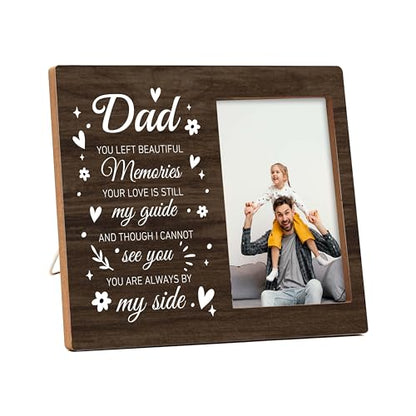 Memorial Pictures Frame, Dad You Left Beautiful Memories Photo Frame, Sympathy Gifts For Loss Of Dad, Farmhouse Home Living Room Bedroom Decoration -b24, Rustic - style: Dad