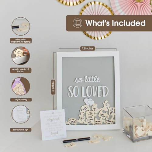 Pearhead So Little So Loved Wooden Elephant Guestbook Frame, 65 Tokens - style: Elephant Guest Book Frame