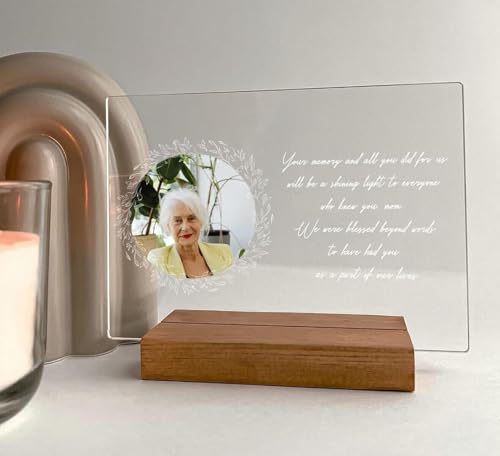 Custom Any Names Words & Picture Personalized Photo Frame Table Desk Shelf Stand Bereavement Gift Sympathy Loving Memorial Decor Sign Mother's Day Grief Funeral in Memory of Loved One Condolence Remembrance Loss