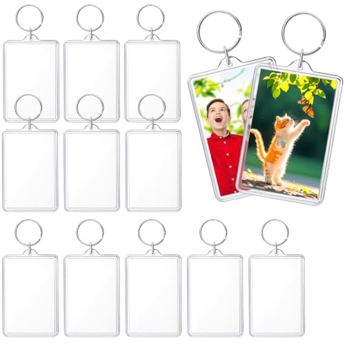 12 Pcs Photo Keychain (2 x 3inch) Transparent Picture Keychain | Acrylic Photo Insert Keychain Blank Photo Insert Keyring DIY Personalize Favor Gift-Fits Photos up to 2.75 x 1.75 in - color: 12 Pcs