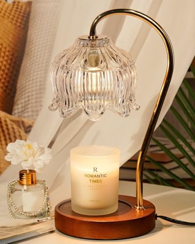 Funistree Flower Candle Warmer Lamp with Timer, Dimmable Candle Lamp Warmer, Christmas Birthday Gifts for Women Mom Her, Housewarming Home Decor, Lotus Wax Warmer for Yankee Candles - Clear Lily - color: 06 Clear