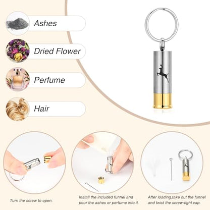 Oinsi Shotgun Shell Cremation Jewelry Urn Necklace For Ashes Of Loved Ones -Dad/Mom/Son/Grandma/Grandpa Cylinder Memorial Locket Pendant Necklace - color: Deer (Keychain)