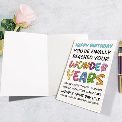 Supoeguk Funny Old Age Birthday Card for Men Women, Humor Wonder Years Birthday Card Gift for 50th 60th 70th 80th 90th, You Have Finally Reached Your Wonder Years... - color: Old Birthday