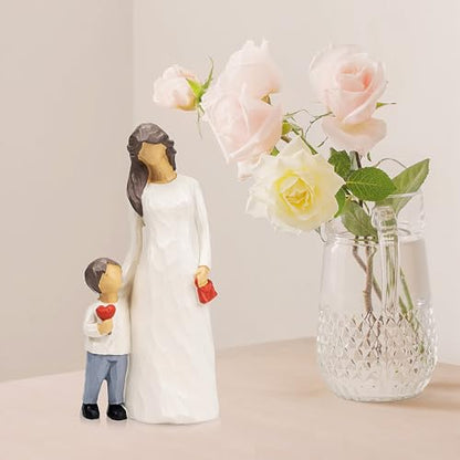Mother and Son Figurines Statues, Mom Gifts from Son, Mother of The Groom Gift, Mothers Day, Christmas, Birthday Gifts for Mom, Boy & Moms Sculptures, Memorial Gift for Loss of Child - color: Mother and Son Figurines