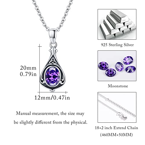 Urn Necklace for Ashes Cremation Jewelry 925 Sterling Silver Ashes Pendant Necklace Memorial Jewelry Gifts for Women Men Girls Boys - style: Celtic-February-Amethyst