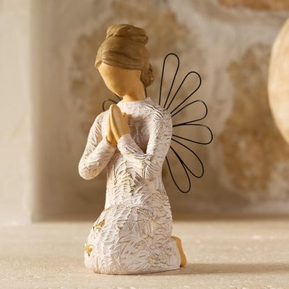 Sympathy Angel Figurines for Loss of Loved Ones Angel Statues | Home Decor Serenity Prayer Gifts for Women Resin Sculpted Hand-Painted Figure Bereavement Gift Praying Hands Statue - style: Sympathy Angle( Kneeling Style)