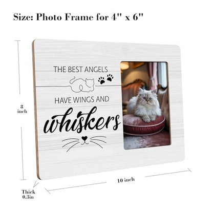 Cat Memorial Gifts for Loss of Cats Sympathy Picture Frame, The Best Angels Have Wings and Whiskers Frames Fits 4x6 Photo - color: Pink