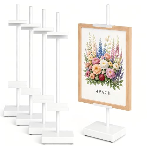 Adjustable Tabletop Easel Stand, White 17" H Easels for Display | 4 Pack Picture Easels for Display, Metal Picture Frame Holder Stand Table, For Art, Photo - color: White 4Pack
