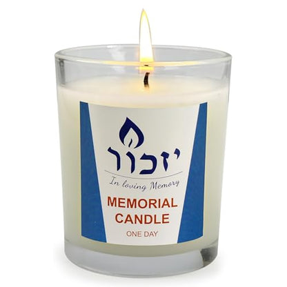 Memorial Candles for Loss of Loved One - Hand Poured 7oz Yahrzeit Candles (White) - Long Lasting 30hr Soy Wax Tribute for Jewish Sympathy, Shiva, Funeral & Remembrance - Unscented Bereavement Gifts
