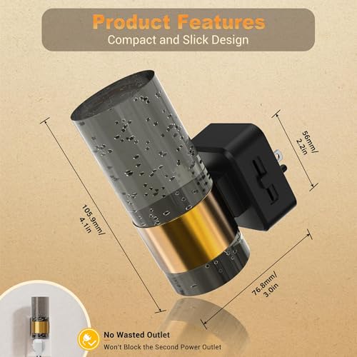 JandCase Night Lights Plug into Wall, 2 Pack Automatic LED Night Light - color: Gold Bubble-3000K, size: 2 Pack