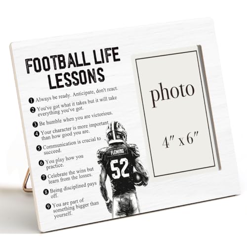 Football Life Lessons Picture Frame, Football Gifts for Boys Team Player | Inspirational Football Wooden Picture Frame for 4 x 6 in Photo, Football Coach Gifts for Men Women - color: FOOTBALL