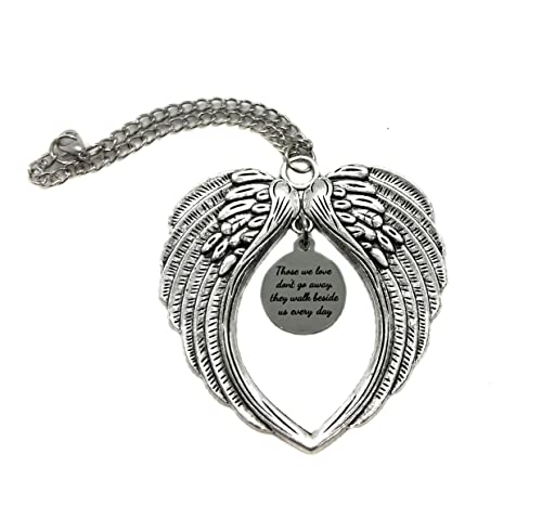 Heart Projects Memorial Angel Wings Car Charm – “Those We Love Don’t Go Away, They Walk Beside Us Every Day” – Rearview Mirror Ornament – Sympathy Remembrance Gift