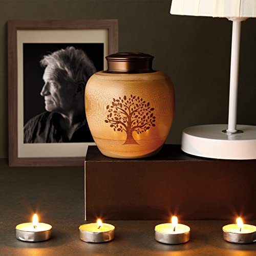Small Urns for Human Ashes Adult Male Female,Small Keepsake Urns for Human Ashes Tree of Life Pattern Engraved,Memorial Cremation Urns for Human Ashes Adult Female Male Made of Bamboo - size: Small,50 Cubic Inches