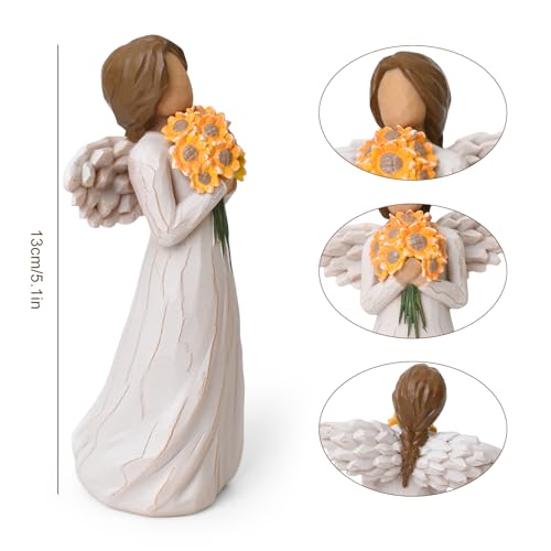 Get Well Gifts for Women After Surgery, 5.1" Hand-Painted Resin Figurines | Angel Holding Sunflower, Encouragement Gift for Recovery, Home Decor for Bedroom - style: Get Well Gifts