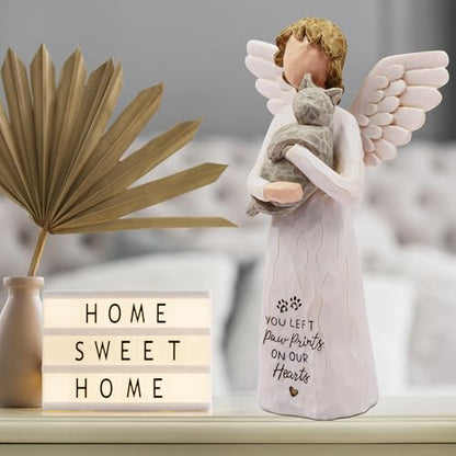BORLESTA Memorial Gifts Angel - Sympathy Gifts for Loss of Loved One, Cat Memorial Gifts for Loss of Cat, Cat Passing Away Gifts - Cat Angel Figurines