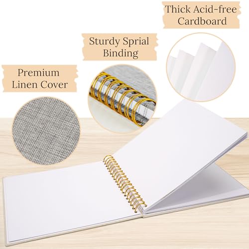 10"x10" Scrapbook Photo Album Linen Cover 20 Sheets 40 Pages White Paper - color: Grey, size: 10 Inch 40 Pages
