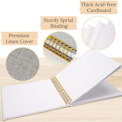 10"x10" Scrapbook Photo Album Linen Cover 20 Sheets 40 Pages White Paper - color: Grey, size: 10 Inch 40 Pages