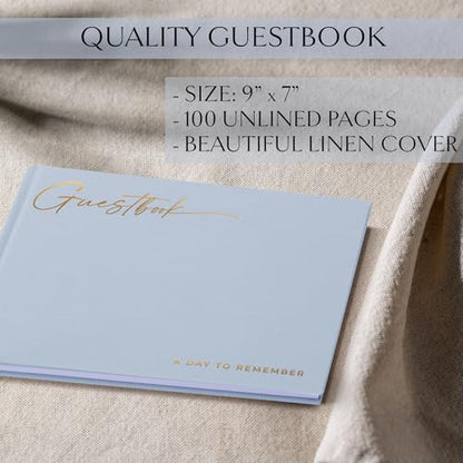 Beautiful Wedding Guest Book for Your Wedding Reception w/ Polaroid Photos | Simply Elegant Guestbook to Sign in and Add Photos - The Perfect Baby Shower Guest Book for the Special Day - color: Blue