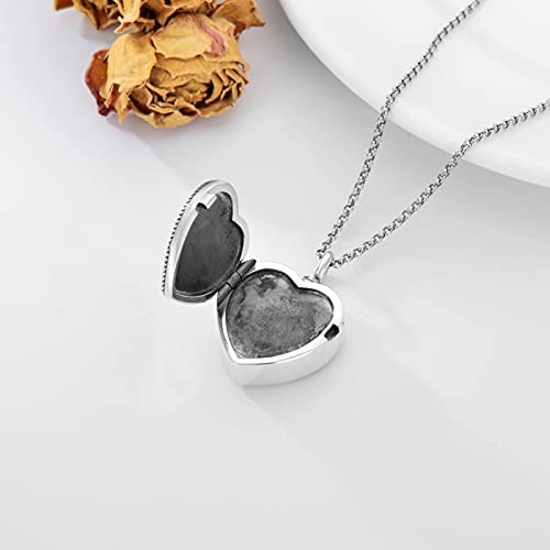 PELOVNY Urn Necklaces for Ashes of Loved Ones 925 Sterling Silver Personalized Heart Locket Urn Necklace Cremation Keepsake Memorial Jewelry Gifts for Women Men - color: Flower Locket Urn-1