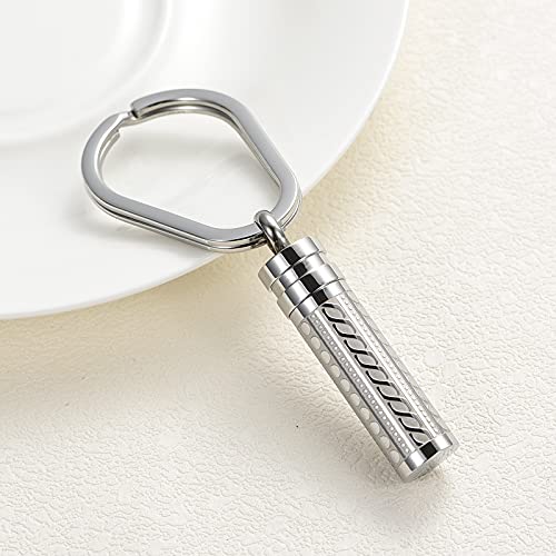 constantlife Cremation Jewelry for Ashes Openable Pill Case Urn Necklace Keepsake Perfume Memorial Pendant Locket Charm Accessories - color: Keychain-silver