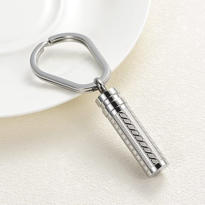 constantlife Cremation Jewelry for Ashes Openable Pill Case Urn Necklace Keepsake Perfume Memorial Pendant Locket Charm Accessories - color: Keychain-silver