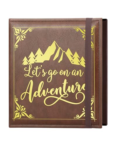 Leather Photo Album 4x6 200 Photos,Slip-in Photo Album Book with 50 Sheets, Travel Souvenir Diary Photo Book for Family Wedding Baby and Holiday Pictures - color: Brown