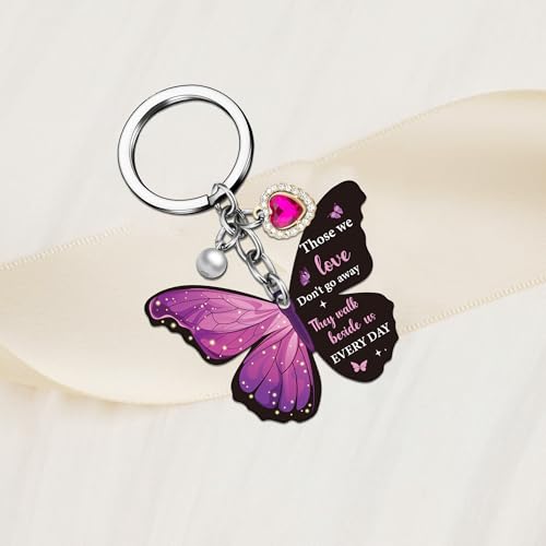 Sympathy Gifts for Women Butterfly Keychain, Memorial Remembrance Key Chain for Loss of Loved One, Bereavement Grief Gifts for Women, In Loving Memory Condolence Keepsake