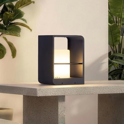 Solar Outdoor Table Lamp LED, IP65 Waterproof Tabletop Lamps | Dimmable Outdoor Solar Lanterns with Remote Brightness & Timer Control, Smart Tabletop Lights Dusk to Dawn for Patio Outside - size: Small-11.02"H
