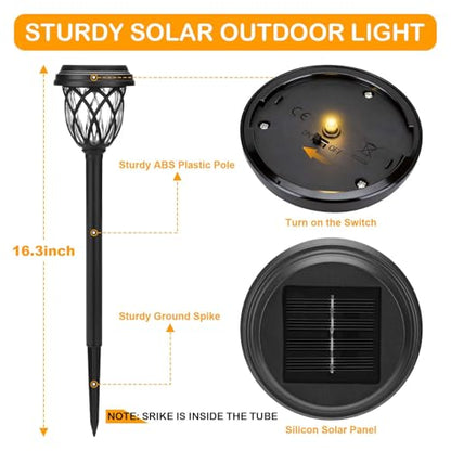Solar Lights Outdoor 12 Pack, IP65 Waterproof Garden Landscape Lighting for Patio Yard Driveway（Warm White）