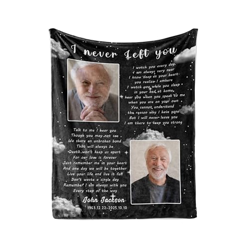 Vsmoedb Custom Memorial Blanket with Pictures for Loss of Loved One - color: Select09