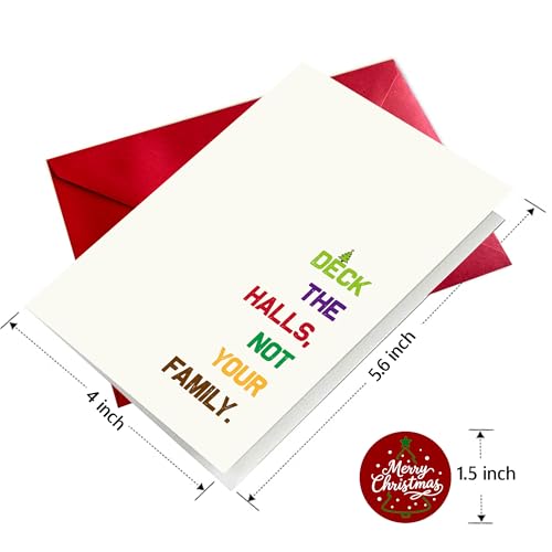 Hqulpr 25 Pack 350GSM | 8 Different Minimalist Designs | 4x5.6 Inch Christmas Cards with Envelopes, Funny Christmas Cards for Husband & Dad & Sister & Brother & Mom & Son & Daughter - color: S2- Merry Christmas