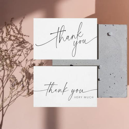 Thank You Cards with Envelopes & Matching Stickers, Bulk Pack of 100, 4x6 Inch Minimalistic Design - Suitable for Business, Baby Shower, Wedding, Small Business, Graduation, Bridal Shower, Funeral | 4"x6", Heavyweight Cardstock with Thank You Stickers, Fo
