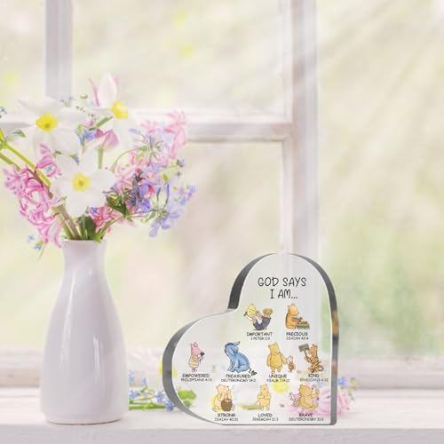 Winnie Inspirational Decor, Christian Religious Gifts for Women, Winnie Bible Verse Encouragement Presents for Sister Mom Friend, Home Office Desk Decor Acrylic Plaques - style: Winnie 001