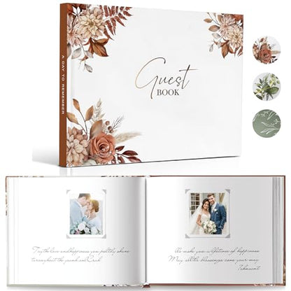 Wedding Guest Book for Wedding Reception- Elegant Polaroid Guestbook for Baby Shower,Birthday and Special Events,Guest Sign-in Book(Autumn) | 100 Pages, Elegant Guest Sign-in Book for Bridal Party, Autumn Design - color: Autumn