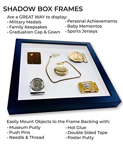 Black 6x8 Wood Shadow Box Picture Frame with Black Acid-Free Backing UV Acrylic & Hanging Hardware - with 3/4" Usable Depth - Great Keepsake Box Memorial Frame Shadowbox - size: 6x8